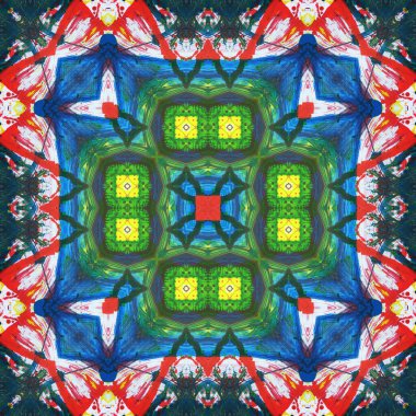 Kusursuz kare desenli kaleydoskop. Akrilik boya