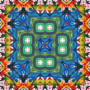 Kusursuz kare desenli kaleydoskop. Akrilik boya