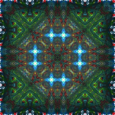 Kusursuz kare desenli kaleydoskop. Akrilik boya