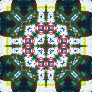Kusursuz kare desenli kaleydoskop. Akrilik boya