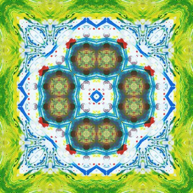 Kusursuz kare desenli kaleydoskop. Akrilik boya