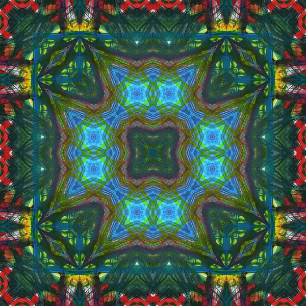 Kusursuz kare desenli kaleydoskop. Akrilik boya