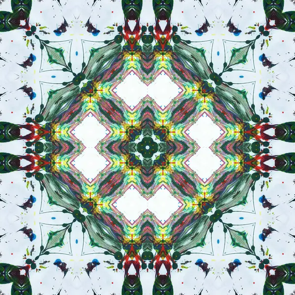 Kusursuz kare desenli kaleydoskop. Akrilik boya