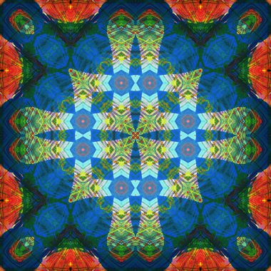 Kusursuz kare desenli kaleydoskop. Akrilik boya