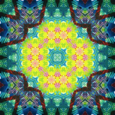 Kusursuz kare desenli kaleydoskop. Akrilik boya