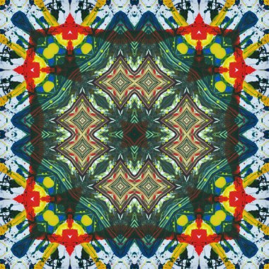 Kusursuz kare desenli kaleydoskop. Akrilik boya