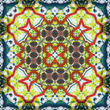 Kusursuz kare desenli kaleydoskop. Akrilik boya