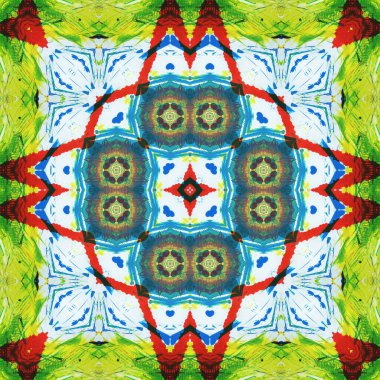 Kusursuz kare desenli kaleydoskop. Akrilik boya