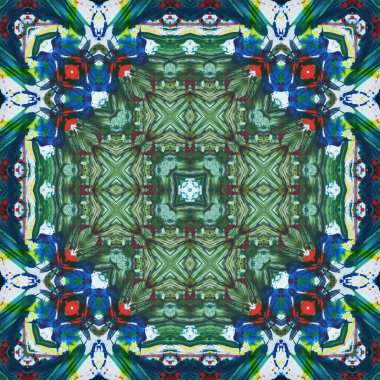 Kusursuz kare desenli kaleydoskop. Akrilik boya