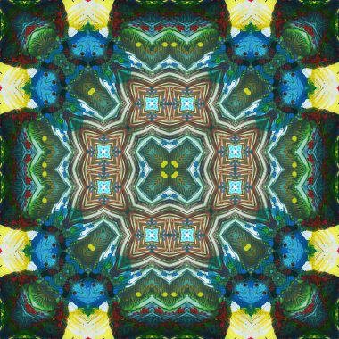 Kusursuz kare desenli kaleydoskop. Akrilik boya