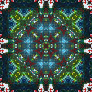 Kusursuz kare desenli kaleydoskop. Akrilik boya