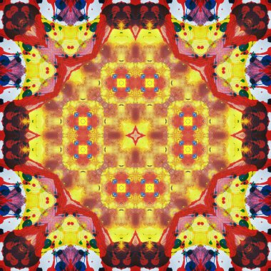 Kusursuz kare desenli kaleydoskop. Akrilik boya