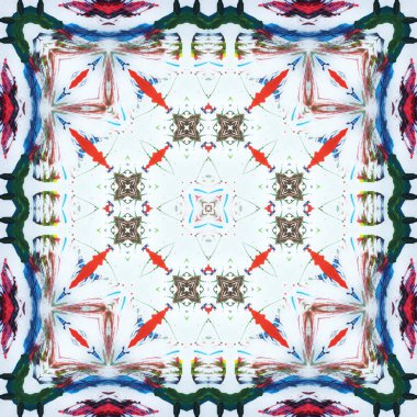 Kusursuz kare desenli kaleydoskop. Akrilik boya