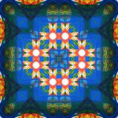 Kusursuz kare desenli kaleydoskop. Akrilik boya