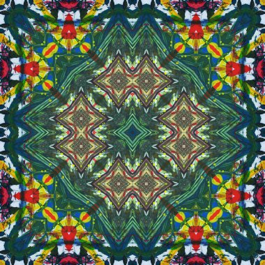 Kusursuz kare desenli kaleydoskop. Akrilik boya