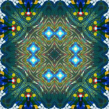 Kusursuz kare desenli kaleydoskop. Akrilik boya