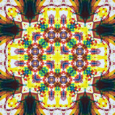 Kusursuz kare desenli kaleydoskop. Akrilik boya