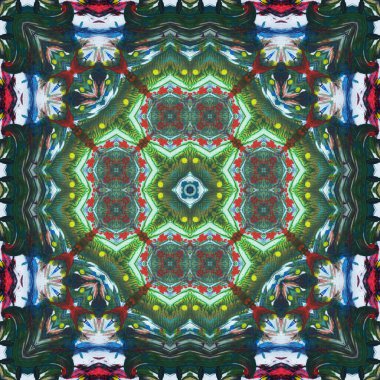 Kusursuz kare desenli kaleydoskop. Akrilik boya