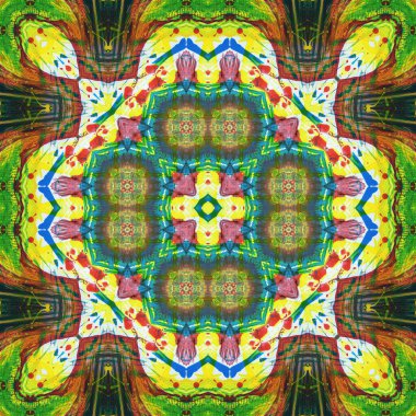 Kusursuz kare desenli kaleydoskop. Akrilik boya