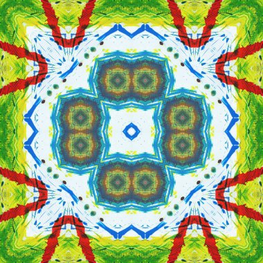 Kusursuz kare desenli kaleydoskop. Akrilik boya