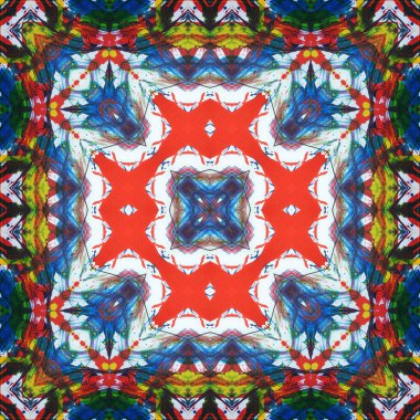 Kusursuz kare desenli kaleydoskop. Akrilik boya