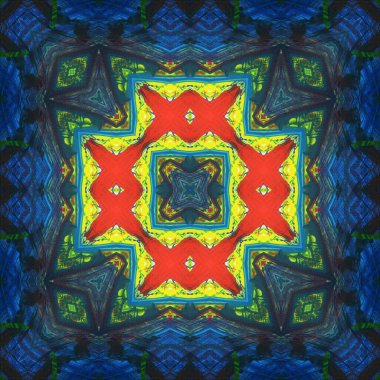 Kusursuz kare desenli kaleydoskop. Akrilik boya