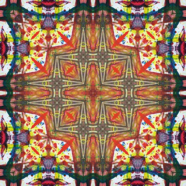 Kusursuz kare desenli kaleydoskop. Akrilik boya