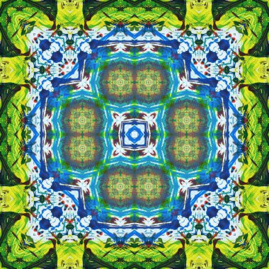 Kusursuz kare desenli kaleydoskop. Akrilik boya
