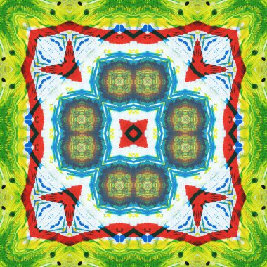 Kusursuz kare desenli kaleydoskop. Akrilik boya