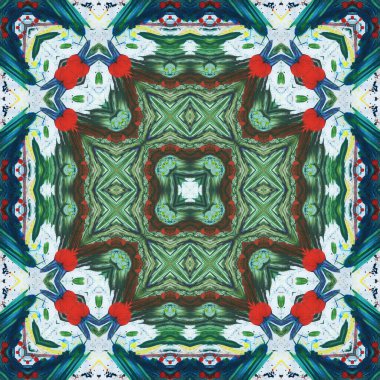 Kusursuz kare desenli kaleydoskop. Akrilik boya