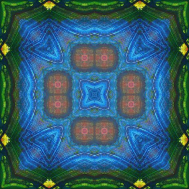 Kusursuz kare desenli kaleydoskop. Akrilik boya