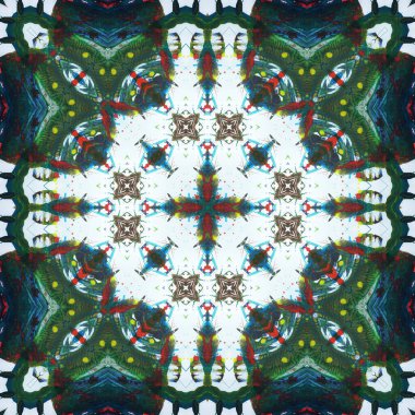 Kusursuz kare desenli kaleydoskop. Akrilik boya