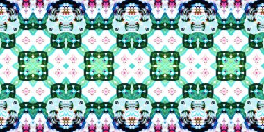 Kusursuz çizim kalıpları kaleydoskop. Akrilik boya çizilmiş.