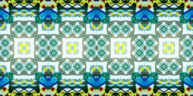 Kusursuz çizim kalıpları kaleydoskop. Akrilik boya çizilmiş.