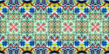 Kusursuz çizim kalıpları kaleydoskop. Akrilik boya çizilmiş.