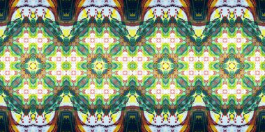 Kusursuz çizim kalıpları kaleydoskop. Akrilik boya çizilmiş.