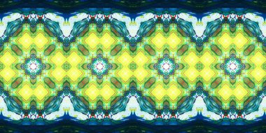 Kusursuz çizim kalıpları kaleydoskop. Akrilik boya çizilmiş.