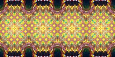 Kusursuz çizim kalıpları kaleydoskop. Akrilik boya çizilmiş.