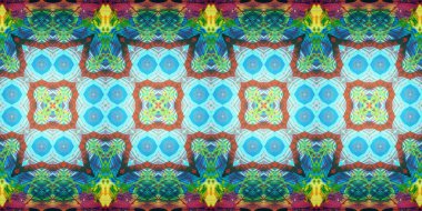 Kusursuz çizim kalıpları kaleydoskop. Akrilik boya çizilmiş.