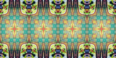 Kusursuz çizim kalıpları kaleydoskop. Akrilik boya çizilmiş.