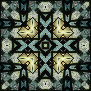 Kare, pürüzsüz desen. Doku simetrik olarak örülmüş.