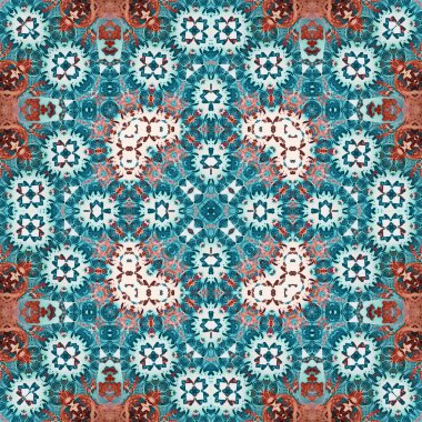 Kare, pürüzsüz desen. Doku simetrik olarak örülmüş.