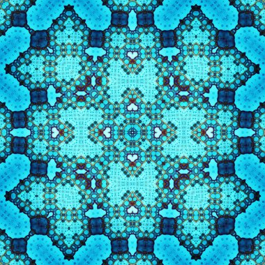 Kare, pürüzsüz desen. Doku simetrik olarak örülmüş.