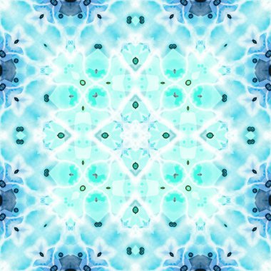 Kare, pürüzsüz desen. Doku simetrik olarak örülmüş.