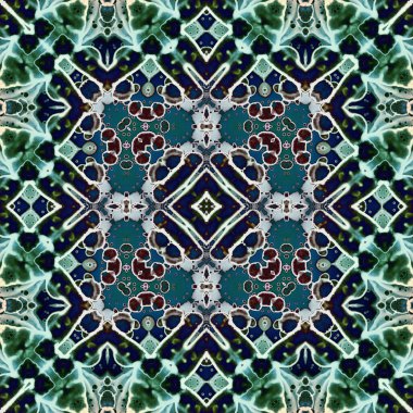 Kare, pürüzsüz desen. Doku simetrik olarak örülmüş.