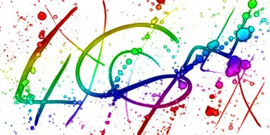 Yazarın sanatsal soyutlamaları. Gökkuşağı lekeleri. Suluboya ve alkol mürekkebi