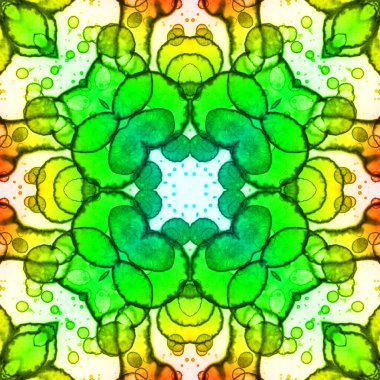 Yeşil ve sarı pürüzsüz kare desen. suluboya dokusu