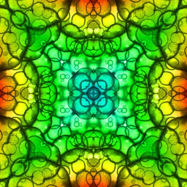 Yeşil ve sarı pürüzsüz kare desen. suluboya dokusu