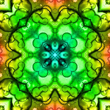 Yeşil ve sarı pürüzsüz kare desen. suluboya dokusu