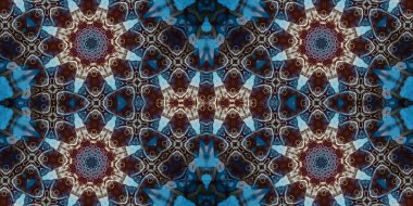 Kusursuz mozaik desen. Soyut kare sonsuz şablonu tekrarlıyor. Mavi kaleydoskop